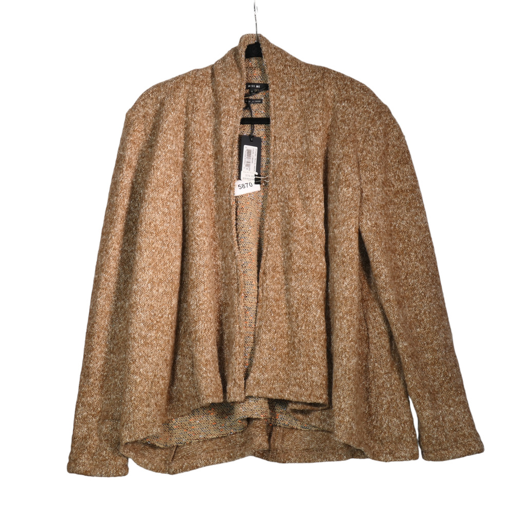 NEW Miss Me Cardigan Sweater Womens Small Marled Brown Lined Open Wool Blend